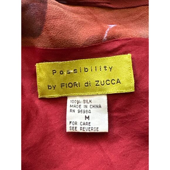 Possibility by Florl di Zucca Silk Chiffon Dress M Burgundy Floral Forest Fairy - Picture 9 of 13